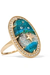 ANDREA FOHRMAN 18-KARAT GOLD, CHRYSOCOLLA AND DIAMOND RING