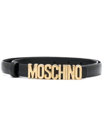 Moschino Logo Lettering Belt In Black