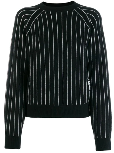 Barrie Striped Cashmere Jumper In Black