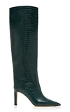 Jimmy Choo Mavis 85 Crocodile-effect Leather Boots In Green