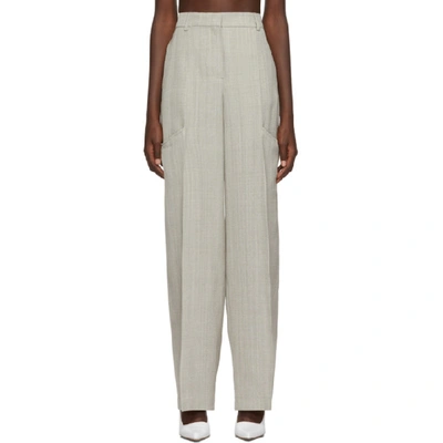 Jacquemus Wide Leg Viscose & Silk Canvas Pants In Grey Chine