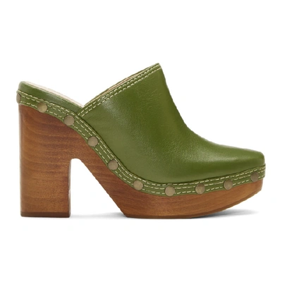 Jacquemus Sabots Leather Clog Mules In Green