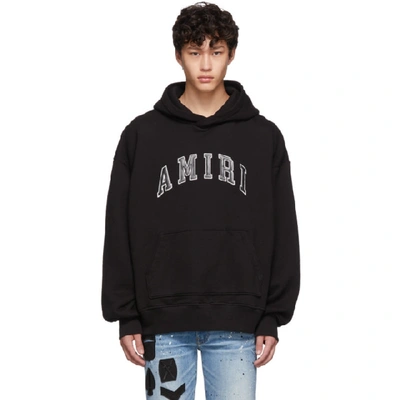 Amiri Men's Leather Logo Applique Hoodie In Black