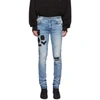 AMIRI AMIRI INDIGO PAINTED MILITARY PATCH JEANS