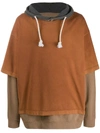 Maison Margiela Oversized Layered Hoodie In Brown