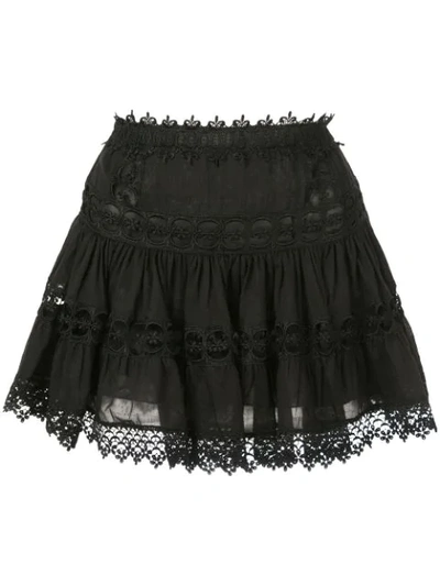 Charo Ruiz Natalie Tiered Broderie Anglaise Cotton-blend Mini Skirt In Black