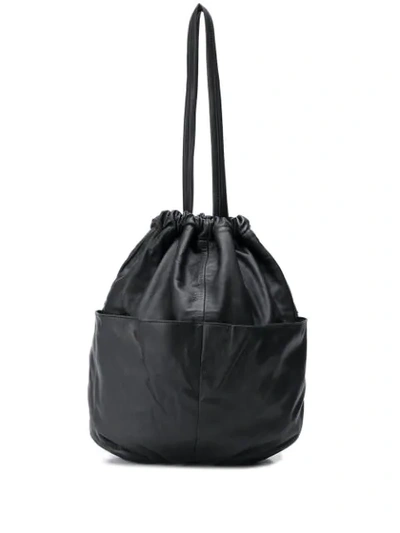 Yohji Yamamoto Drawstring Bucket Bag In Black