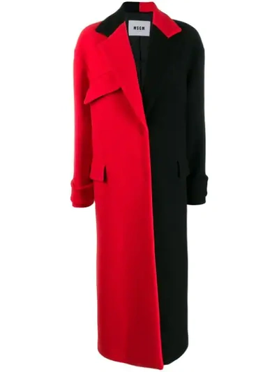 Msgm Oversized Coat In Red,black