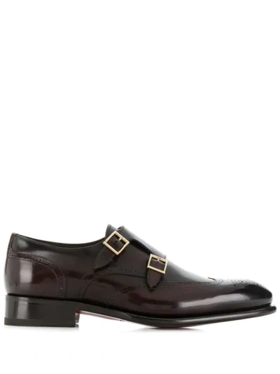 Santoni Buckled Oxford Shoes - 棕色 In Brown
