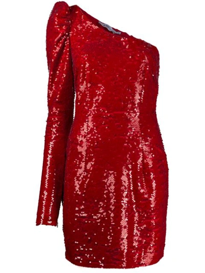 Amen Sequin One-shoulder Mini Dress In Red