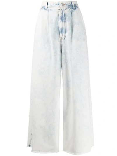 Mm6 Maison Margiela Wide-leg Acid-wash Jeans In White