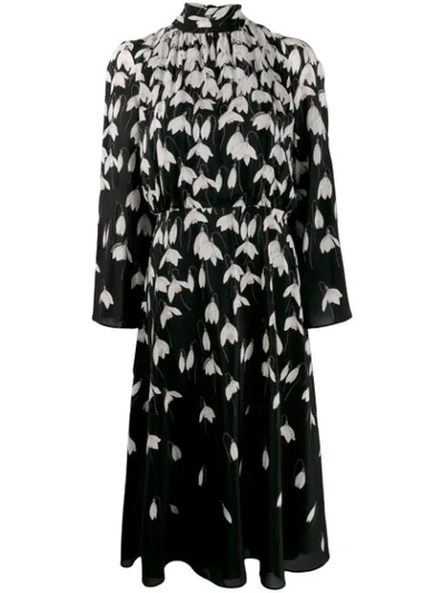 Valentino Floral Print Turtleneck Dress - 黑色 In Black