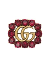 GUCCI METAL DOUBLE G BROOCH WITH CRYSTALS