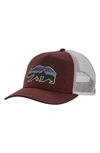 Patagonia Fitz Roy Bear Trucker Hat - Red In Dak Dark Ruby