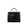 ASPINAL OF LONDON BLACK LEATHER HANDBAG,MAYFAIRMIDIBAGBLACKCROC