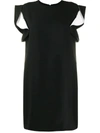 Givenchy Ruffled Short-sleeve Crepe Dress In Black