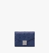 Mcm Patricia Dreifach Gefaltete Brieftasche Aus Leder Mit Monogramm In Navy Blue