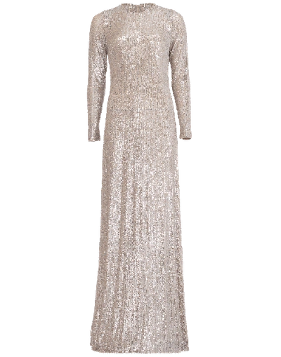 Naeem Khan Sequin Knit Gown In Silver