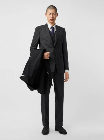 Burberry Classic Fit Check Wool Three-piece Suit In Grey
