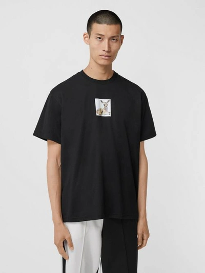 Burberry Oversize Printed Cotton Jersey T-shirt In Black
