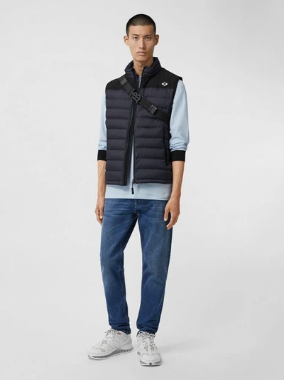 Burberry Logo Graphic Puffer Gilet In Navy