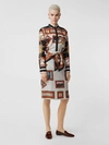 BURBERRY Scarf Detail Archive Scarf Print Silk Pencil Skirt