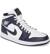 Nike 'air Jordan 1 Mid' Sneaker In White/ Metallic Gold/ Obsidian