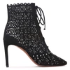 ALAÏA BLACK LASER CUT LACE-UP ANKLE BOOTS,AA15117S