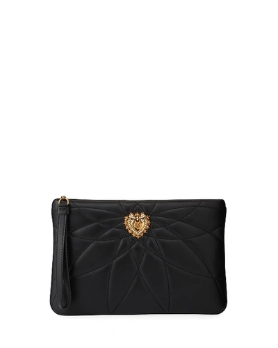 Dolce & Gabbana Devotion Quilted Clutch Bag In Black
