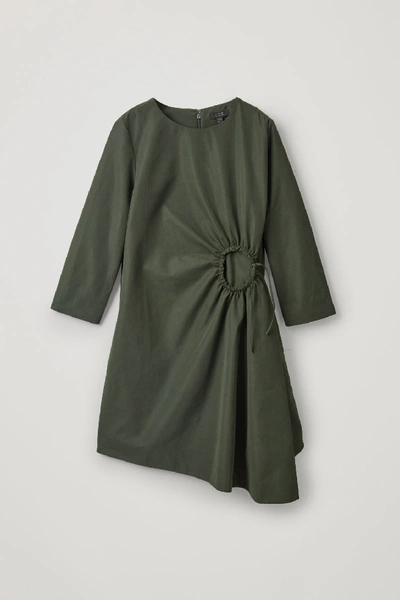 Cos Dress With Gathered Circle In Green