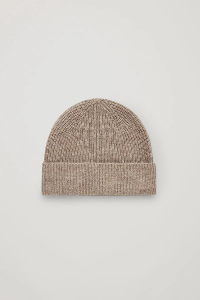 Cos Knitted Cashmere Hat In Beige