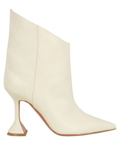 Amina Muaddi Iman Asymmetrical Leather Booties In Ivory