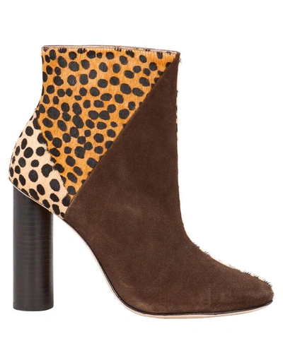 Ulla Johnson Carin Leopard Patchwork Ankle Boots In Brown