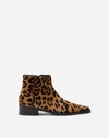 DOLCE & GABBANA LEOPARD-PRINT PONY HAIR ANKLE BOOTS