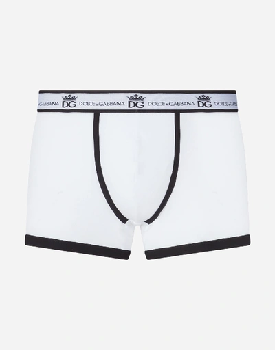 Dolce & Gabbana Two-way-stretch Cotton Jersey Boxers In White