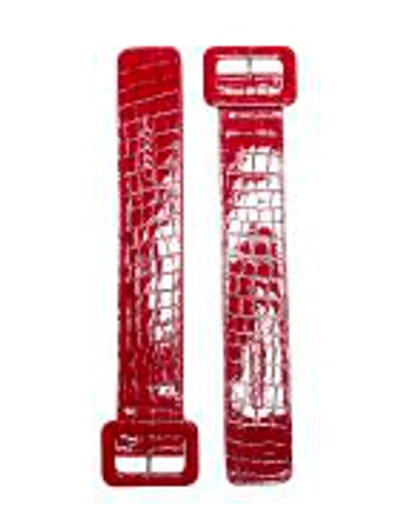 Attico Crocodile Skin Print Leather Anklets In Red