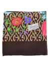 GUCCI SILK SCARF WITH FLORA AND G RHOMBUS PRINT,11035747