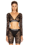 VERSACE Lace Long Sleeve Crop Top,VSAC-WS47