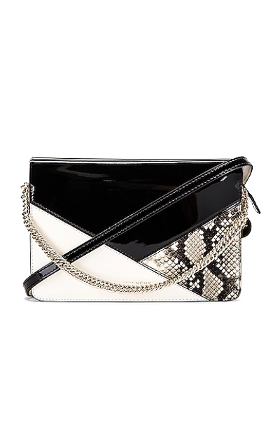 Givenchy Flat Mixed Leather Cross Bag In Black & White