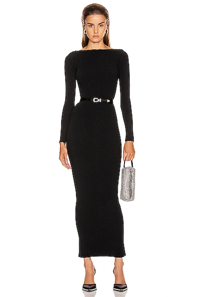 Alexander Wang Moving Rib Long Sleeve Dress In Black