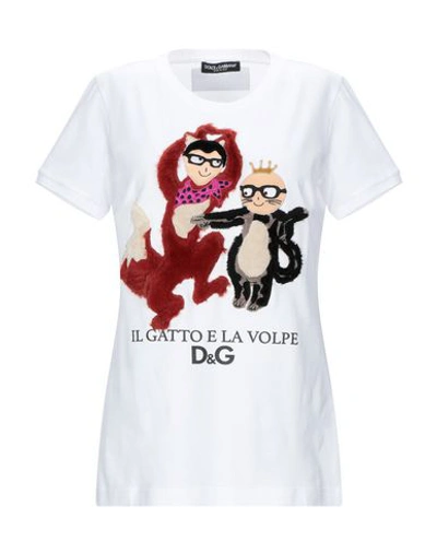 DOLCE & GABBANA DOLCE & GABBANA WOMAN T-SHIRT WHITE SIZE 6 COTTON, POLYESTER, SILK, ELASTANE,12336921EL 3