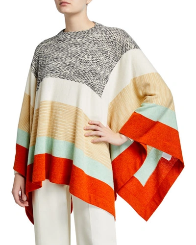 Missoni Striped Wool Knit Poncho Cape In Multicolor