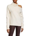 Paige Raundi Cold-shoulder Wool Sweater In Ivory