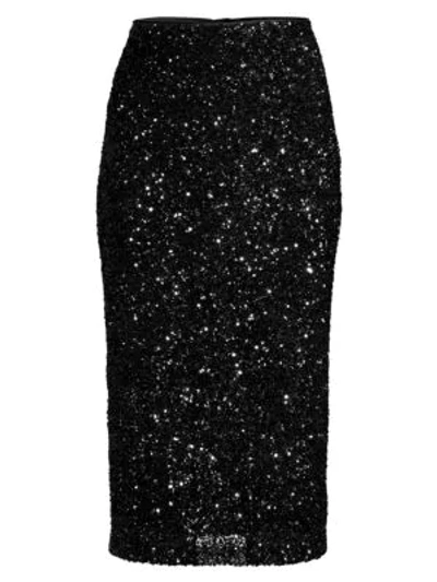 Lafayette 148 Casey Shimmering Sequin Pencil Skirt In Black