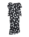 Dolce & Gabbana Ruched Polka-dot Stretch-silk Satin Midi Dress In Black