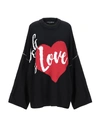 Dolce & Gabbana Oversize Intarsia Cashmere Blend Sweater In Black