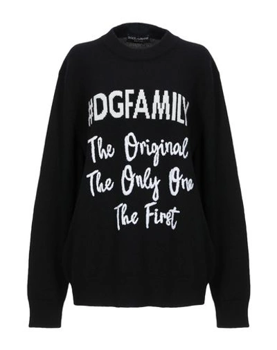 Dolce & Gabbana Cashmere Oversized Family Intarsia Sweater In Black
