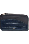 CHLOÉ WALDEN SMOOTH AND GLOSSED CROC-EFFECT LEATHER CARDHOLDER