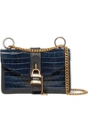 CHLOÉ ABY CHAIN CROC-EFFECT LEATHER SHOULDER BAG