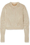 CHLOÉ RIBBED TWO-TONE WOOL-BLEND SWEATER